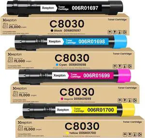 AltaLink C8030 C8035 C8045 Toner Cartridge Replacement for Xerox C8030 006R01697 006R01698 006R01699 006R01700 Toner for AltaLink C8030 C8035 C8045 C8055 C8070 Printer (4-Pack)