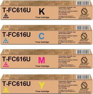 T-FC616U T-FC616U-K T-FC616U-C T-FC616U-M T-FC616U-Y Toner Cartridge Use for Toshiba E Studio 5516AC 5516ACT 6516AC 6516ACT 7516AC 7516ACT Printers (4 Pack)