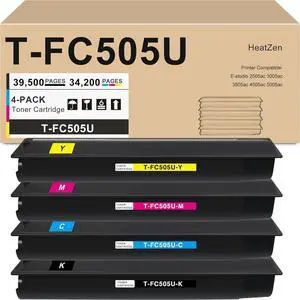 T-FC505U Toner Cartridge Set (4-Pack, KCMY) High Yield Replacement for Toshiba TFC505U T-FC505U-K T-FC505U-C T-FC505U-M T-FC505U-Y Toner for E-studio 2505ac 3005ac 3505ac 4505ac 5005ac Printer Ink