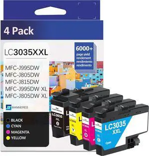 LC3035 Ultra High Yield Ink Cartridge Set (4 Pack, BK/C/M/Y) Compatible LC3035BK LC3035C LC3035M LC3035Y Replacement for Brother LC3035XXL LC3033 Ink Cartridge MFC-J995DW MFC-J815DW MFC-J805DW Printer