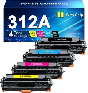 312A Toner Cartridges 4 Pack Replacement for HP 312A 312X Toner, Work with HP Color Pro MFP M476dn M476dw M476nw Printer High Yield Ink Set (Black Cyan Yellow Magenta)