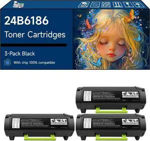 24B6186 Toner Cartridges Compatible with Lexmark M3150 XM3150 XM3150h Printers, High-Yield Vibrant Colors, Sharp Text, Easy Installation, Perfect for Home & Office Use (3 Pack Black)