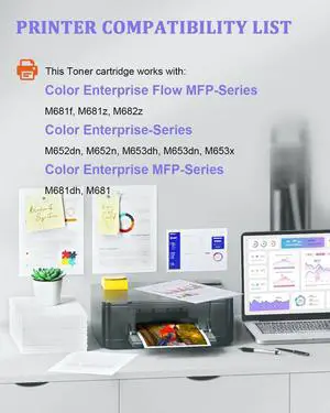 655A Toner Cartridge Replacement for HP 655A Toner Cartridges 4 Pack Compatible for Color Enterprise M652, M653, Color Enterprise MFP M681, M682 Series (Black Cyan Yellow Magenta)