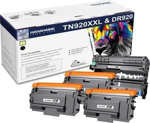3 Pack TN920XXL Black Toner Cartridge (with Chip) & 1 Pack DR920 Black Drum Unit (with Chip) Replacement for Brother HL-L5210DN L6210DW L6310DW DCP-L5510DN MFC-L5710DN L6810DW Printer(3Toner+1Drum)