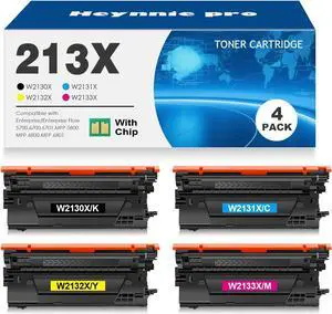 High Yield Remanufactured 213X Toner Cartridge Replacement for HP 213 213A 213Y W2130X W2131X W2132X W2133X for HP Color Laserjet Enterprise 5700 6700 6701 MFP 5800 6800 6801 Printer (4P)