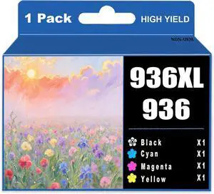 936XL 936e 936 (Latest Chip) Combo Pack Ink Cartridge Compatible for HP OfficeJet Pro 9120e Series 9125e 9122e 9128e 9110b 9120b 9130b 9130e 9135e 9730e Printer (4 Packs,1BK/1C/1M/1Y)