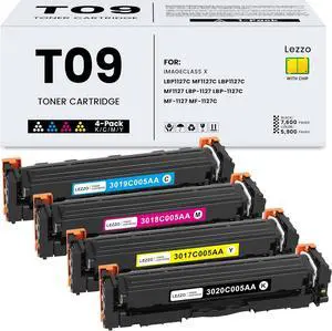 T09 Toner Cartridge 4-Pack T09 Toner Replacement for Canon T09 T09L Toner for ImageCLASS X LBP1127C MF1127C LBP1127C MF1127 LBP-1127 LBP-1127C MF-1127 MF-1127C Printer (Black Cyan Magenta Yellow)