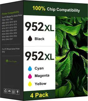 Toner Kingdom Ink Cartridges Remanufactured for HP 952 XL Ink Cartridge Combo Pack Work for HP OfficeJet 8702 OfficeJet Pro 7720 7740 8210 8710 8720 8730 8740 Series (4 Pack Black Cyan Yellow Magenta)
