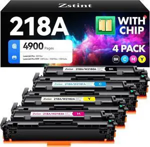 218A Toner Cartridge 4-Pack High Yield with Chip Replacement for HP 218A 218X Toner Compatible with HP Color Laserjet Pro MFP 3301cdw 3301fdw 3301sdw 3201dw Printer W2180A Black Cyan Magenta Yellow