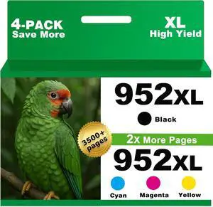 952 XL Ink Cartridges Combo Pack Compatible for HP 952XL for HP952 OfficeJet 8702 Pro 8710 7740 8720 8725 8210 8715 8740 7720 8730 8216 8700 8200 8716 Printers Black Cyan Magenta Yellow 4-Pack