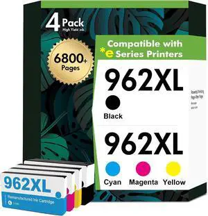 962 962XL 9015e Ink Cartridges Combo Pack: Replacement for HP Ink 962XL Black and 962 Color 962XL 962 OfficeJet Pro 9010 9018e 9025e 9015 9020 9018 9025 9010e 9012e 9014e Printer 4 Pack