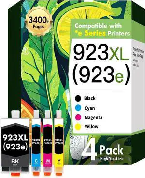 923 923XL Ink Cartridges Combo Pack: Replacement for HP 923 923e Ink Cartridges for HP Printer OfficeJet Pro 8130e 8135e 8139e 8138e 8122e 8120 8124e 8125e 8130 8132e (4 Pack B/C/M/Y)