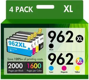 962XL Ink Cartridges Combo Pack: Replacement for HP Ink 962XL Black and 962 Color 962XL/962 OfficeJet Pro 9010 Series 9020 9015 9018 9025 9012 9014 9016 9022 9019 Printer 4 Pack