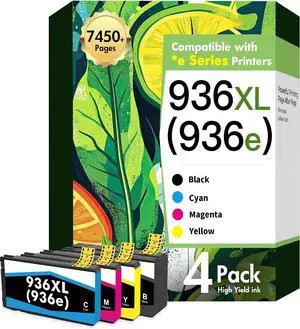 936 936XL 9125e Ink Cartridges Combo Pack: Replacement for HP 936e 936 Ink Cartridges for HP Printers OfficeJet Pro 9125e 9120e 9730e 9135e 9130e 9122e 9128e 9110b 9120b 9130b