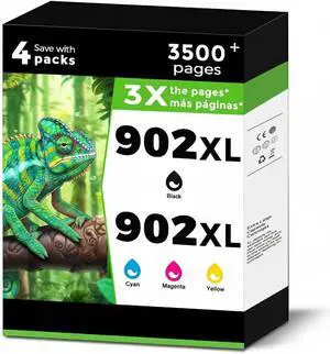 902 XL Replacement for HP 902XL Ink Cartridges Combo Pack 4 Pack for OfficeJet 6968 6978 4-Pack 6960 6962 6963 6964 6966 6970 6971 6974 6975 6978 6950 6954 6956 6958 6951 6961 Printers for HP902 KCMY