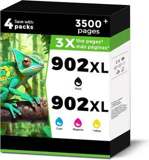 902XL Ink Cartridges Combo Pack Replacement for HP 902 XL for OfficeJet 6968 6978 4-Pack 6960 6962 6963 6964 6966 6970 6971 6974 6975 6978 6950 6954 6956 6958 6951 6961 Printers for HP902 KCMY 4 Pack
