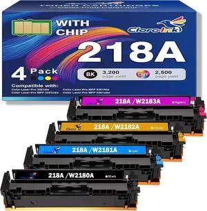 218A Toner Cartridges 4 Pack with Chip Replacement for HP 218A 218X Toner Compatible with HP Color Laserjet Pro MFP 3301fdw 3301sdw HP Color Laserjet Pro 3201dw Printer Ink Set W2180A W2180X (BCMY)