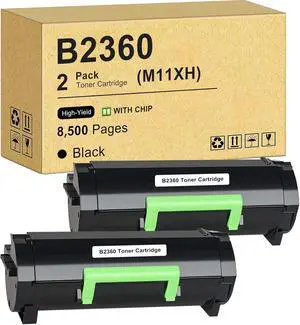 B2360 B2360dn M11XH Toner Cartridges(8,500 Pages High Yield) Compatible with Dell B2360dn B2360 B3460 B3465 B2360d B2360dn B3460dn B3465dn B3465dnf 2360d 3460dn Printers(Black,2 Packs)