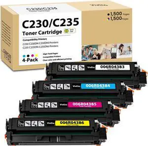 C230 C235 Toner Cartridge (with New Chip) Replacement for Xerox C235 C230 Toner 006R04383 006R04384 006R04385 006R04386 for C230 C230DNI C235 C235DNI Printers, 4-Pack High Capacity C230 Ink Kit