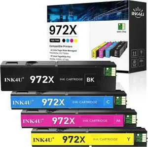 972X Ink Cartridges Compatible Replacement for HP 972X 972A Ink to Work for Color PageWide Pro MFP 477dw Ink Cartridges 477dn 577dw 452dw 452dn 577z 552dw P55250dw Printer (4 Pack, B/C/M/Y)