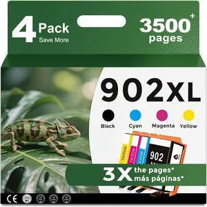 902XL Ink Cartridge Combo Pack Compatible for HP 902 XL Ink Cartridges (KCMY, 4 Pack) Work for OfficeJet Pro 6978 6958 6968 6962 OfficeJet 6970 6975 6960 6950 6954 6951 6956 6961 6963 6964 Printer