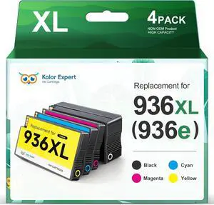 936XL 936e 936 Ink Cartridges Combo Pack Compatible for HP 936 Ink Cartridges Work with Officejet Pro 9110 9120 9130 9720 9730 9122 9125 9128 Printer (4 Pack)
