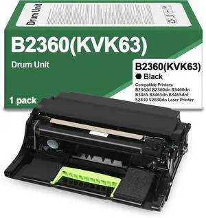 B2360 KVK63 331-9810 331-9811 Drum Unit Compatible for Dell Imaging Unit Remanufactured for Dell B2360d B2360dn B3460dn B3465 B3465dn B3465dnf S2830 S2830dn Laser Printer 60,000 Pages