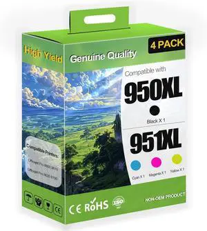 950XL 951XL High Yield Ink Cartridge Use for OfficeJet 8600 OfficeJet Pro 251dw 276dw 8100 8610 8615 8620 8625 8630 Printers (4 Pack)