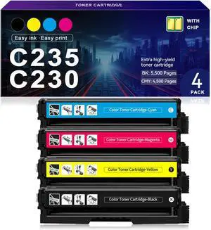 C230 C235 High-Yield Toner Cartridge Replacement for Xerox 006R04391 006R04392 006R04393 006R04394 Works with Xerox C235DNI C230DNI Printer (Black,Cyan,Magenta,Yellow)