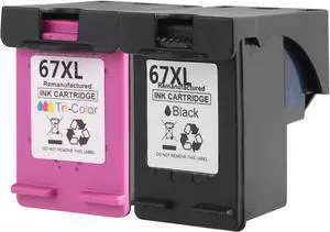 67XL Ink Cartridge Replacement for HP67 Cartridge Kit for HP67XL Printer 2700 2700e 2752 2742 2755 4100 4100e 4152 4155e 6000 6055 6055e 6400 6458 6458e 6455e Printer