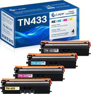 TN-433 TN433 Toner Cartridges Compatible TN433BK TN433C TN433M TN433Y High Yield Toner Replacement for Brother TN433 HL-L8260CDW HL-L8360CDW MFC-L8610CDW MFC-L8900CDW Printer(4 Pack)
