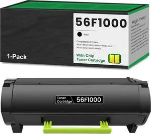 56F1000 Black Toner with Chip (6,500 Pages) Remanufactured 56F1000 Replacement for Lexmark 56F1000 Toner for MS321 MS421 MS521 MS621 MS622 MX321 MX421 MX521 MX522 MX622 Series Printer Toner, 1-Pack