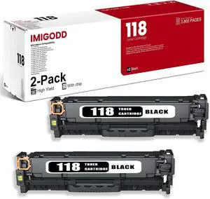 2-Pack 118 Black Toner Cartridge Replacement for Canon 3,800 Pages with imageCLASS MF8380Cdw MF8350Cdn/Cn/C LBP7200C/Cd/Cn/Cdn LBP7210Cdn LBP7600C LBP7660Cdn ImageClass MF8580CDW Printerwith chip
