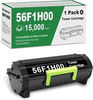 Remanufactured 56F1H00 ( 15000 Pages ) High Yield Black Toner Cartridge Compatible with Lexmark 56F1H00 56F1000 56F1X00 56F1U00 for MS321 MS421 MS521 MS621 MS622 MX321 MX421 MX521 MX522 MX622 Printers