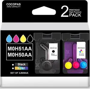 HIHG Pages 3JB06AA (BK&Tri-Color) M0H51AA M0H50A PrintHead GT51 GT52 Compatible for HP Tank GT5810 GT5820 GT5822 Tank 310 311 315 318 319 410 411 415 418 419 Combo