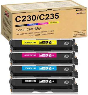 SRITE C230 C235 High-Yield Toner Cartridge 4-Pack Replacement for Xerox C230DNI/235DNI/C225DNI Color Printer for 006R04391 006R04392 006R04393 006R04394 Toner (Black,Cyan,Magenta,Yellow)