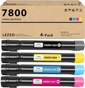7800 Toner Cartridge 4-Pack 106R01569 106R01566 106R01567 106R01568 Toner Replacement for Xerox 7800 Toner for Phaser 7800 7800DN 7800DX 7800GX Printer (Black Cyan Magenta Yellow)