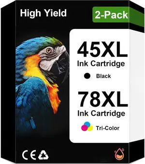 45 78 45XL 78XL High Yield ink cartridge Repalcement for 51645 51645A C6578AN C6578DN Compatible for Color Copier 180 Deskjet 1100C 1220C 6122 842C 930C 932C 970C 990C Printers (1 Black 1 Tri-Color)