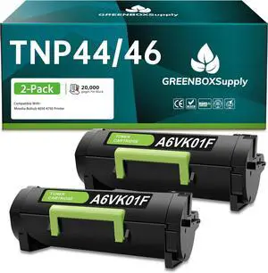 Compatible TNP44 TNP46 Black Toner Cartridge High Yield Replacement for Konica TNP-44 TNP-46 A6VK01F A6VK01W Toner Cartridge for Minolta Bizhub 4050 4750 Printer (2-Pack, 20,000 Pages)