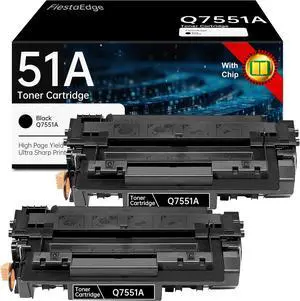 Q7551A Black Toner High Yield 7,000 Pages 2-Pack 51A Cartridge Replacement for HP Q7551A Toner for P3005, M3027 MFP, M3035 MFP Series Printer Ink