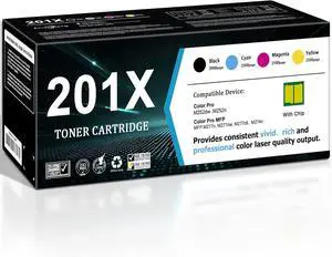 201X Toner Cartridges Combo Pack (4-Pack, 1Black/1Cyan/1Magenta/1Yellow) Replacement for HP 201X Toner Cartridge CF400X CF401X CF402X CF403X High Yield for Color Pro M277 M252 M277n Printer