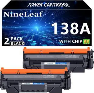 NineLeaf 138A [with CHIP] Compatible Toner Cartridge Replacement for HP 138A W1380A to use in Laser Jet Pro 3001dw 3001fdw MFP 3101fdw Printer (2 Pack Black)