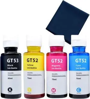 4 Pack Ink Bottle GT52 C,M,Y GT53 Enhanced BK (300ml Total) Compatible for HP GT 5810/5820/ 5800/315 All-in One Deskjet Series Models (M0H54AL,M0H55AL M0H56ALL 1VV22AL).