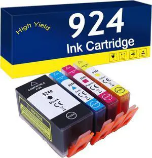 Compatible for HP 924e 924BK 924BK 924C 924M 924Y Black Cyan Magenta Yellow Ink Cartridges Works with OfficeJet Pro 8120 8134 8125 8130 8132 8122 Printers 4-Pack