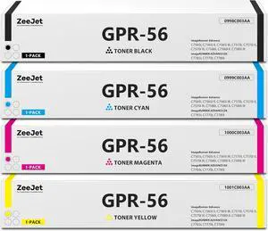 GPR56 GPR-56 Toner Cartridges Set 4-Pack Black Cyan Magenta Yellow Replacement for Canon GPR-56 Toner Cartridges for ImageRunner Advance C7565 C7570 C7580 C7765 C7770 C7780 Printer Ink