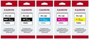 Remanufactured PFI-120 PFI120 Ink Cartridges Set for Canon PFI 120 PFI-120MBK PFI-120BK PFI-120C PFI-120M PFI-120Y Ink Tank for imagePROGRAF iPF TM200 TM205 TM300 TM305 Printers (5 Pack, MBK BK C M Y)