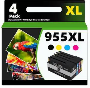 Compatible 955 XL High Yield Black Ink Cartridges Replacement for HP 955 955XL,for OfficeJet Pro 7720 7740 8210 8216 8702 8710 8715 8720 8725 8730 8740 Printer Combo Pack,Black+Color
