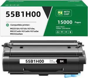 55B1H00 Toner Cartridge with Chip Replacement for Lexmark 55B1H00 55B1000 Compatible with Lexmark MS331 MS431 MX331 MX431 MS331dn MS431dn MS431dw MX331adn MX431adn MX431adw MX432adwe Laser Printer Ink
