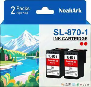 NoahArk 2 Packs SL-870-1 Compatible Ink Cartridges Replacement for SL870-1 SL8701 Compatible for Pitney Bowes New SendPro Mailstation Postage Meter Machine (CSD1) (2 Red)