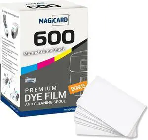 2 Pack - Magicard MB600KO Black Monochrome with Overlay Ribbon - 600 Prints - MB600KO/2 for Magicard 600 ID Card Printers - Genuine OEM Printer Ribbon with Specialist ID Test Cards